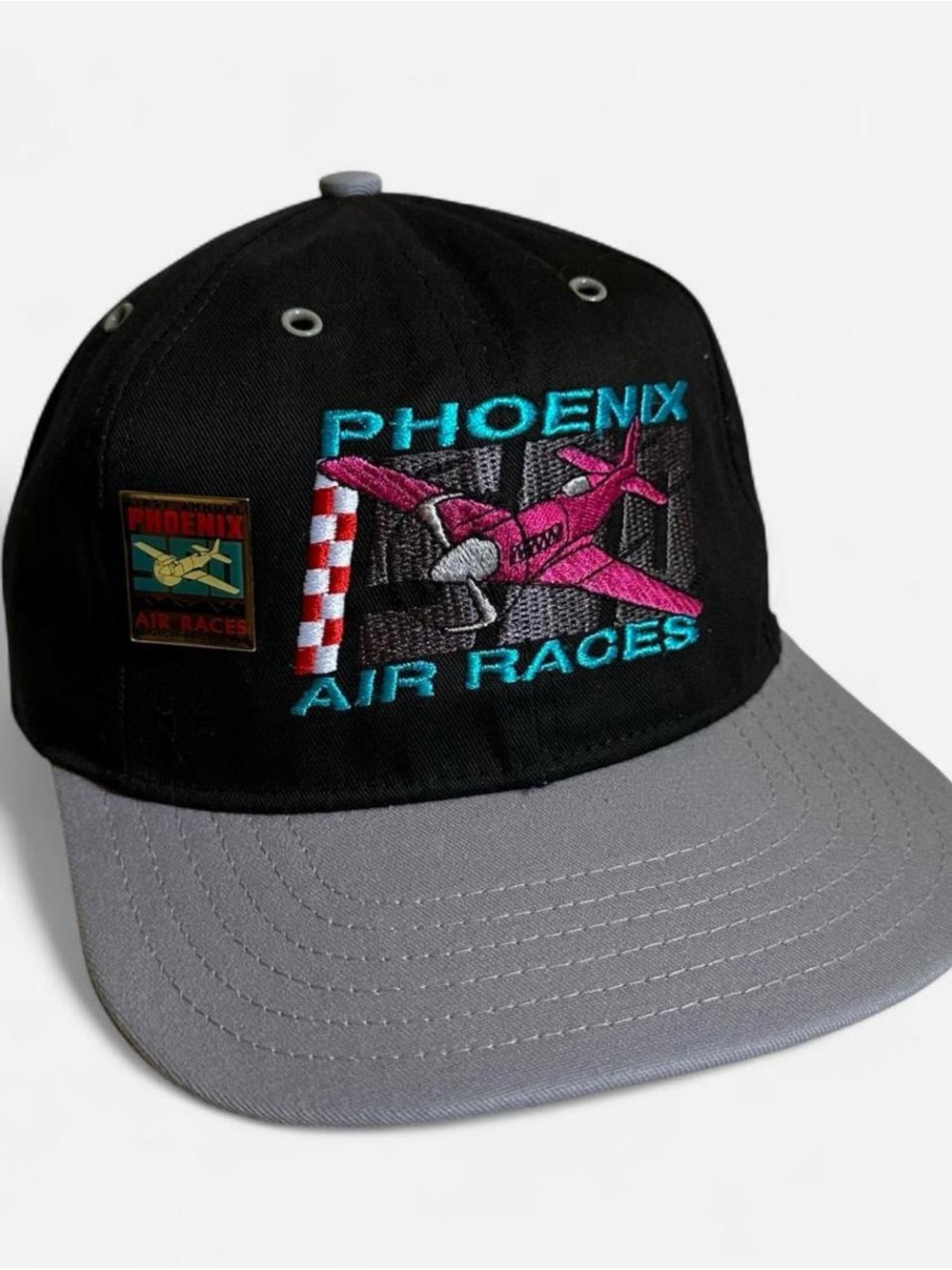 Vintage 1990s Phoenix Arizona Air Races Black and Gray Snapback Hat